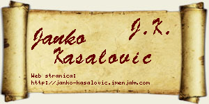 Janko Kasalović vizit kartica